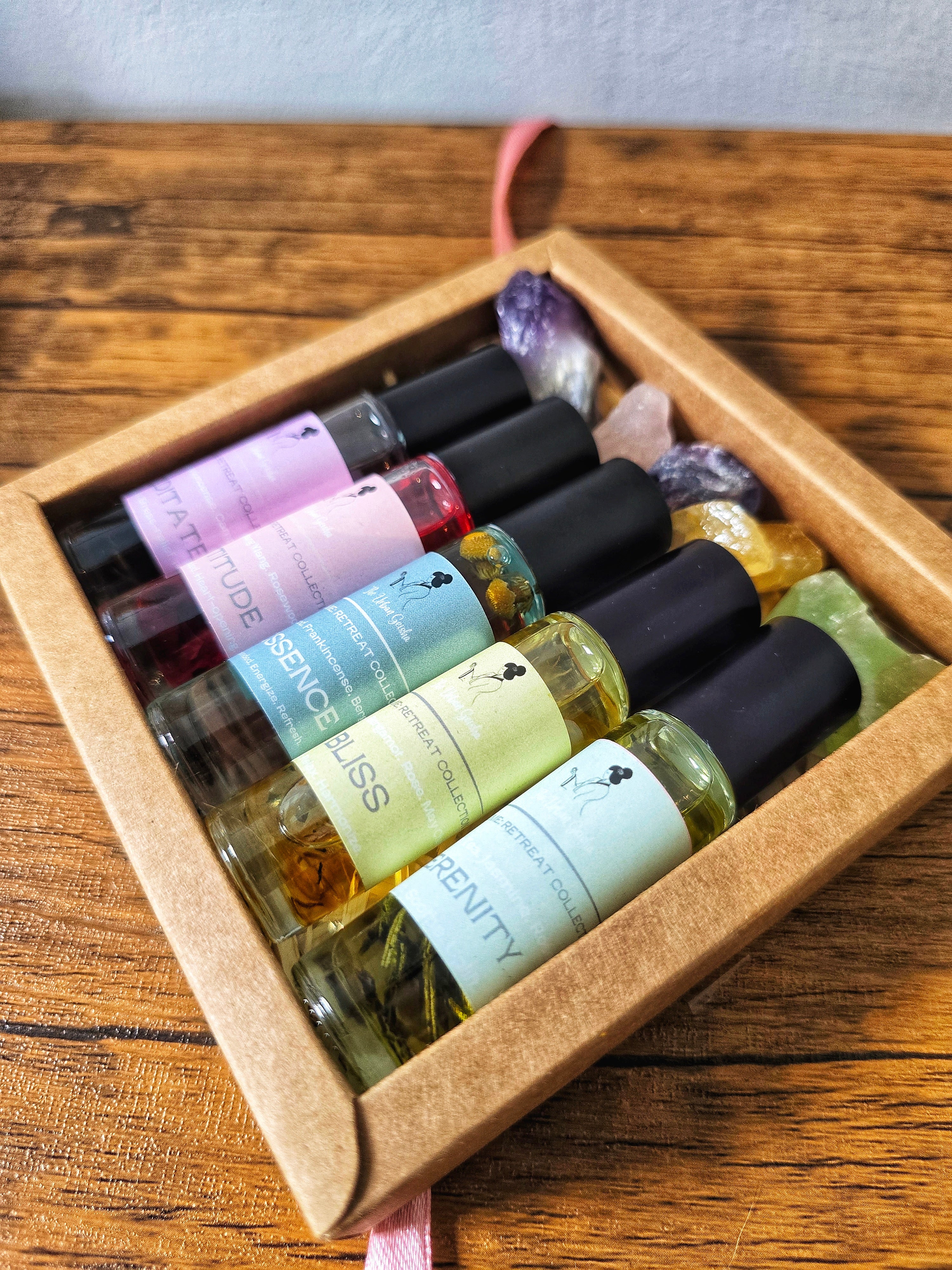 Retreat Collection: Oil Perfume & Crystal Gift Set – The Urban Geisha