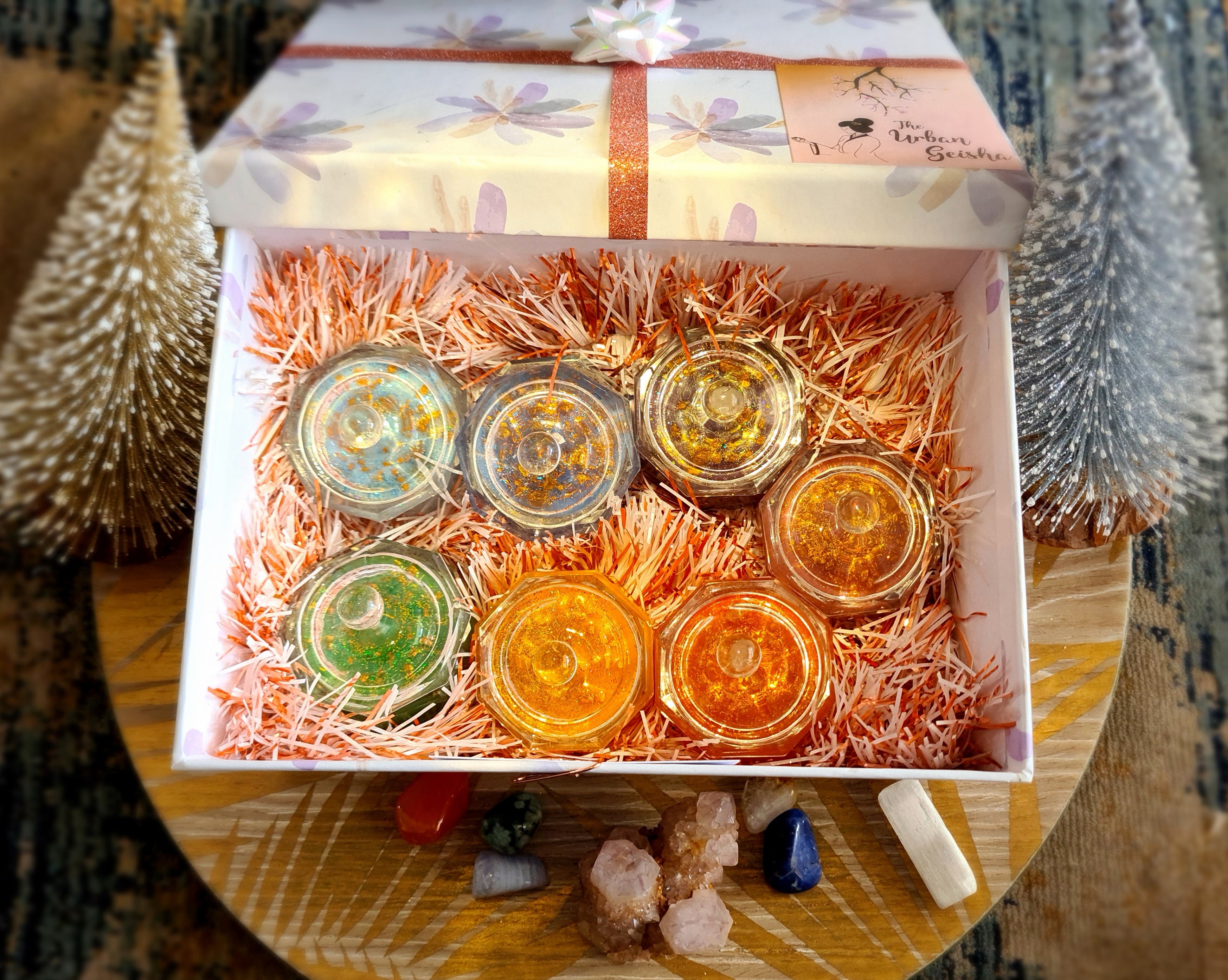 Chakra Soy Massage Candle Gift Box - Crystals Incl.