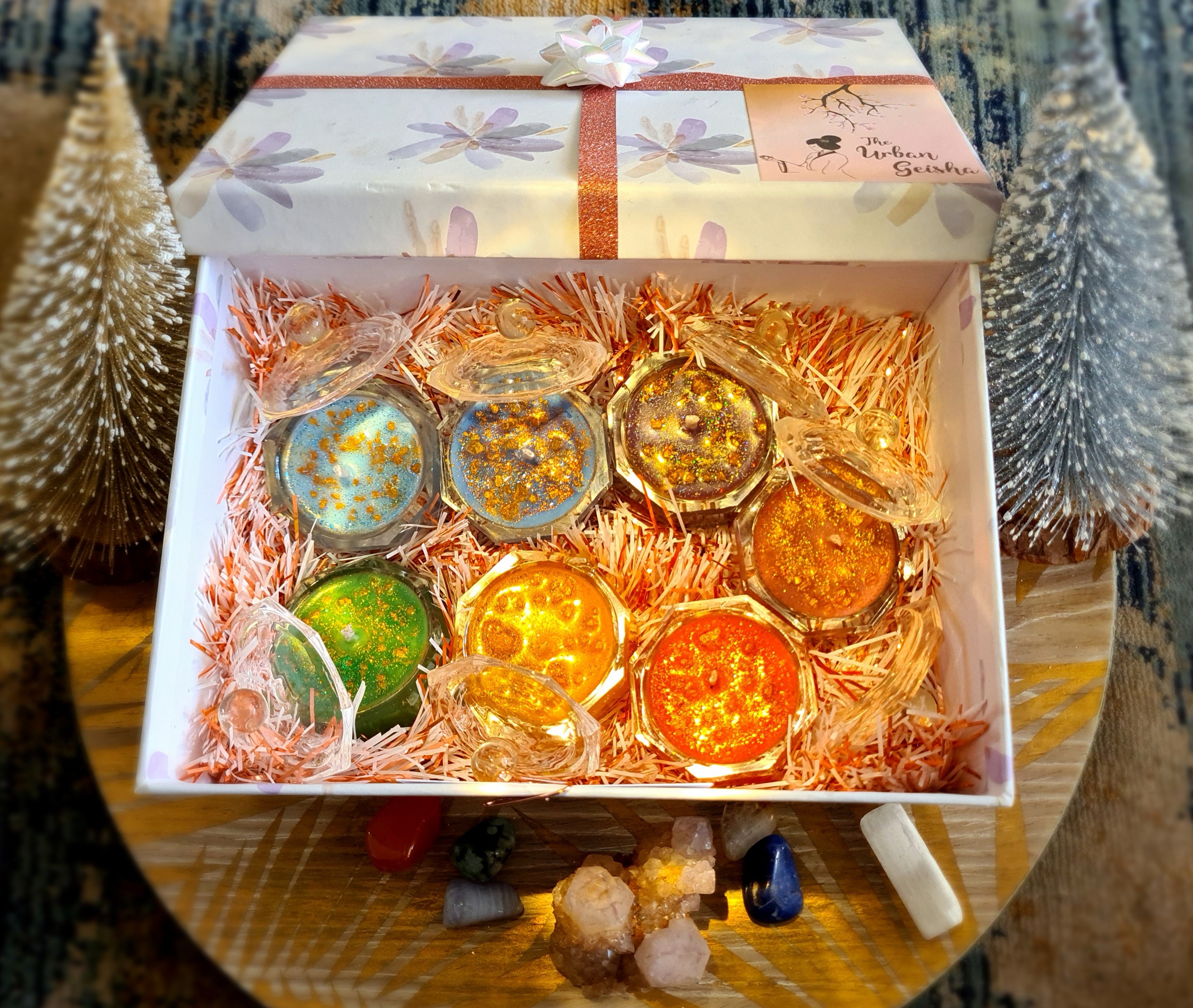 Chakra Soy Massage Candle Gift Box - Crystals Incl.