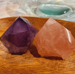 Rose Quartz & Amethyst Rough Standing Point