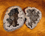Titanium Aura Quartz Geode in silver. Coated in precious metals