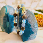 Crystal Bracelet - Labradorite, Opalite & Blue Calcite (Hamsa Hand)