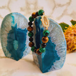 Crystal-bracelet-Malachite-Tigers-Eye-Black-Obsidian (Hamsa Hand)