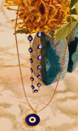 Evil Eye Necklace & Bracelet Set