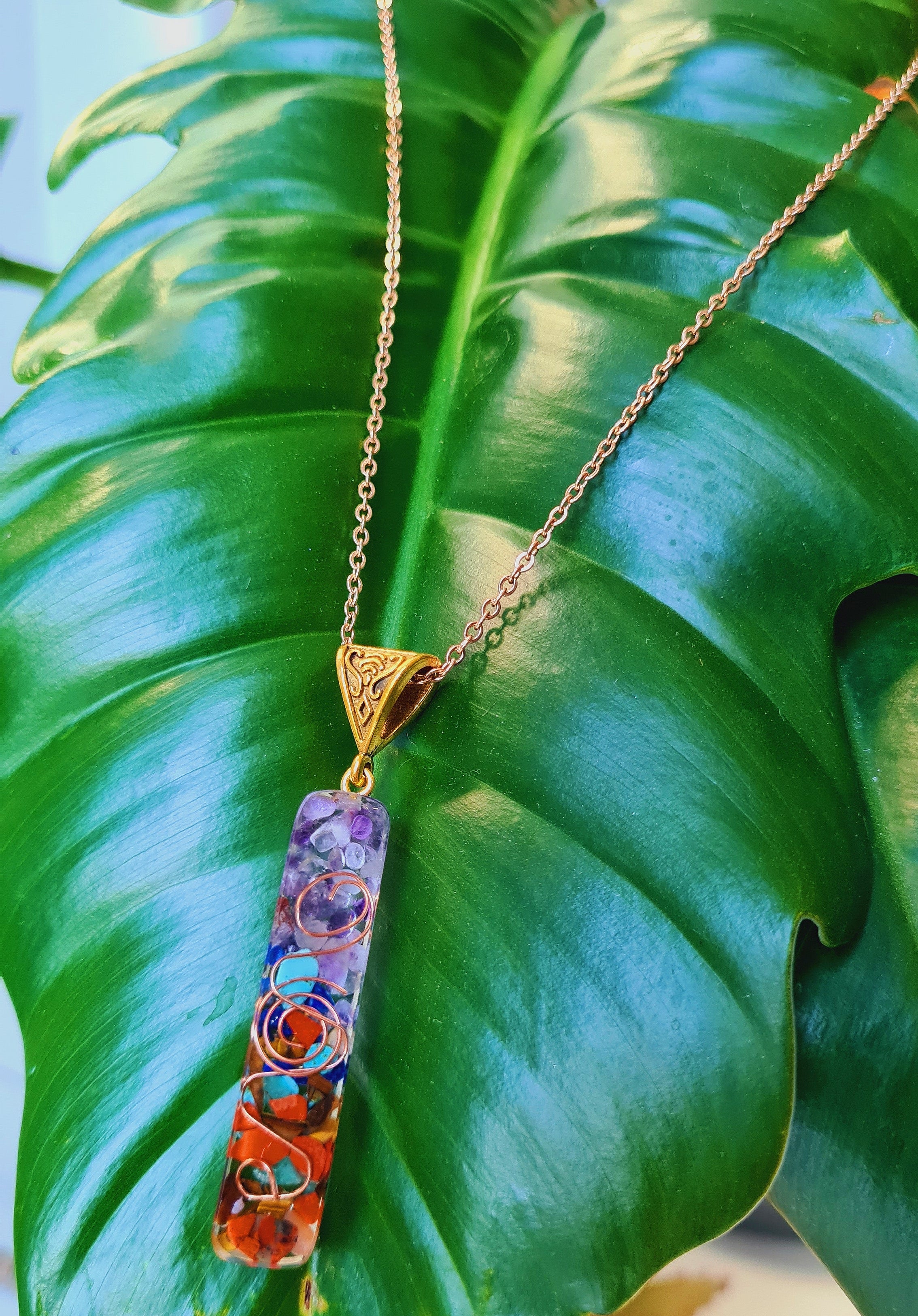 Copper Spiral Chakra Necklace