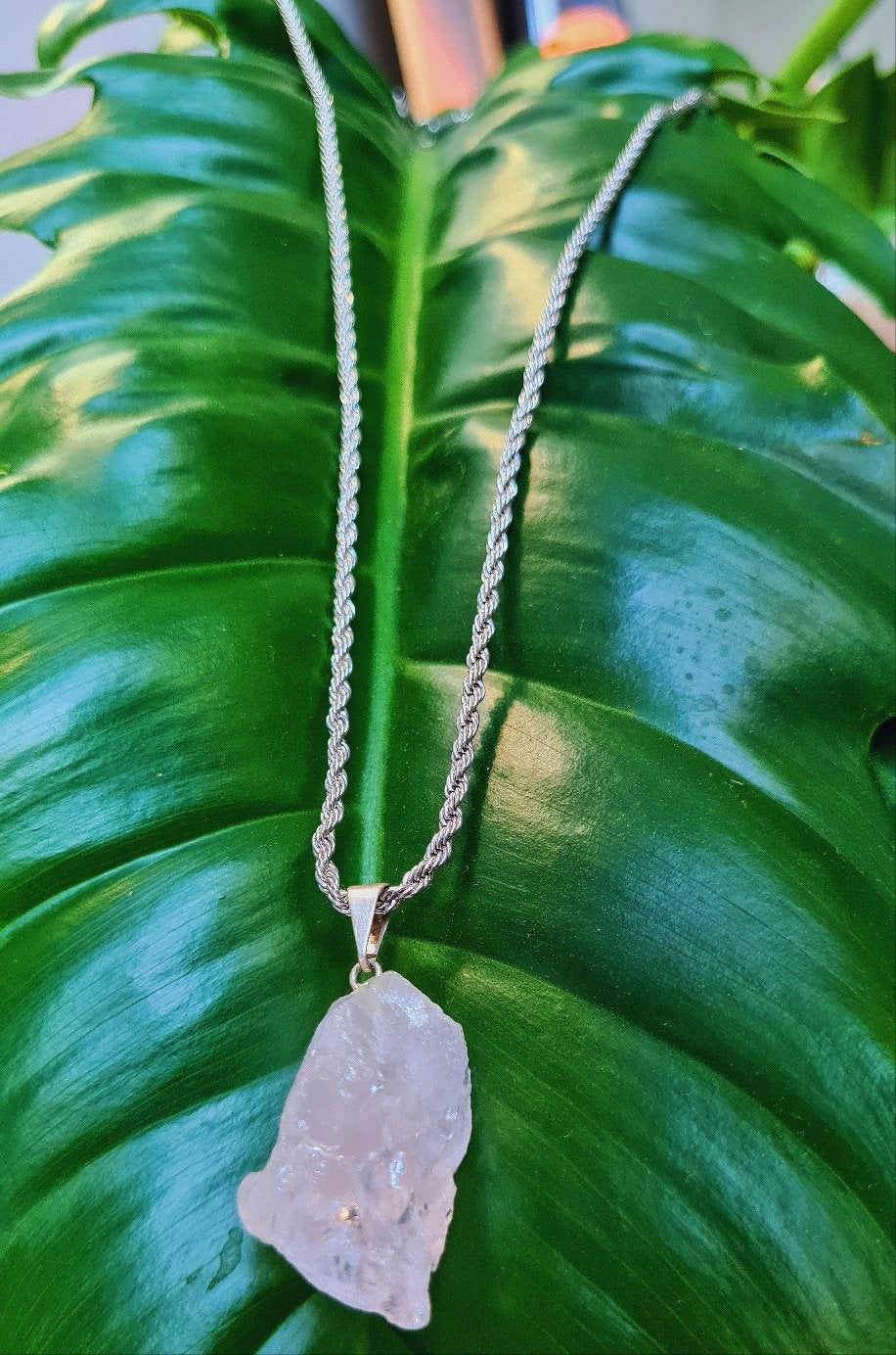 Raw Rose Quartz Necklace